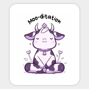 Kawaii Cute Yoga Meditating Cow Sticker